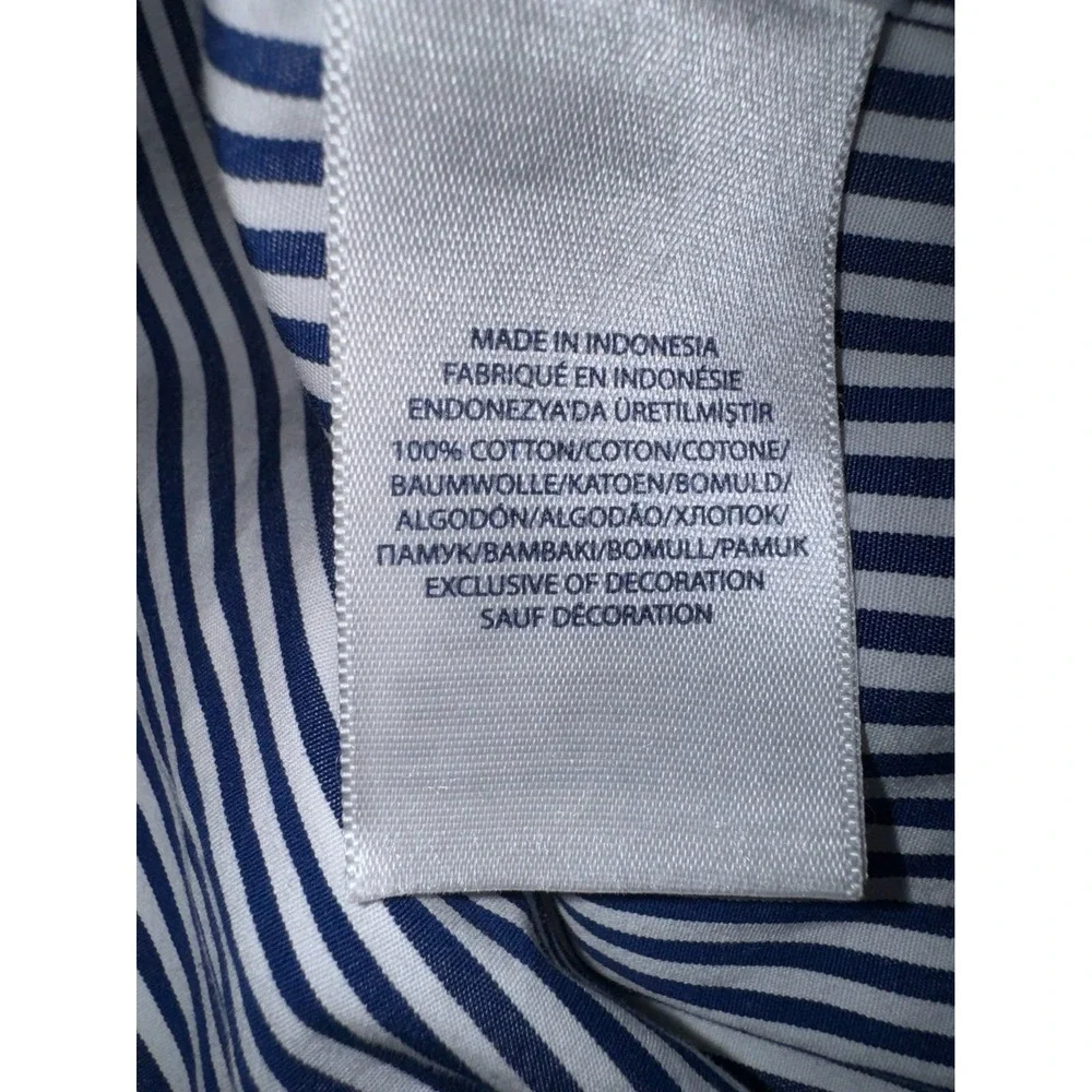 Ralph‎ Lauren blue white striped button down green pony boys XL 14-16